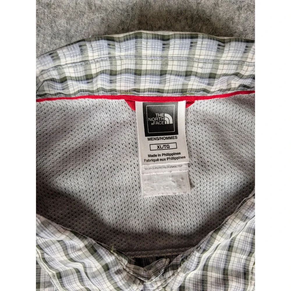 The North Face Mens Green Plaid Long Sleeve Mesh Lined Hiking Shirt XL